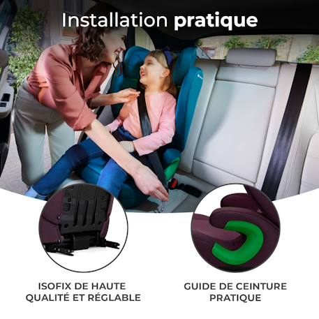 Siège auto bébé Groupe 2/3 100-150 cm, de 3,5 à 12 ans, fixation Isofix, têtière ajustable Bordeaux 4 - vertbaudet enfant 
