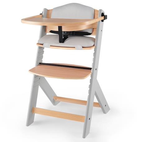 Chaise Haute Évolutive ENOCK 3 en 1 avec Coussin Inclus, Assise Réglable et Bois de Hêtre Massif Stable Blanc+Gris+Noir 7 - vertbaudet enfant 