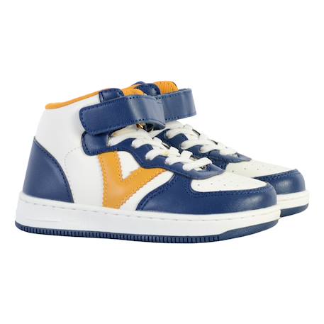 Baskets montantes  à scratch Argent+Bleu+Nude 8 - vertbaudet enfant 