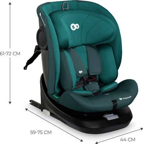 Siège Auto I-GROW i-Size Pivotant 360° avec ISOFIX, RWF jusqu’à 4 ans et Appui-tête 12 Positions Réglable Gris+Noir+Vert 18 - vertbaudet enfant 