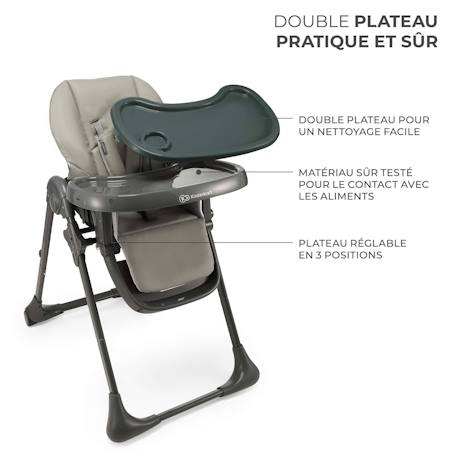 Chaise Haute 2 en 1,  ergonomique, inclinable, pliable avec hauteur réglable Beige+Gris+Vert 11 - vertbaudet enfant 