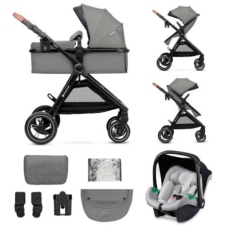 Poussette Kinderkraft ESME 3 en 1 avec nacelle convertible, siège auto i-Size, pliage compact et roues amorties Gris 1 - vertbaudet enfant 