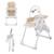 Chaise Haute Bébé TUMMIE 2 en 1 avec Fonction Transat, Réglage 7 Hauteurs, Double Plateau et Pliage Compact Beige+Gris+Vert 1 - vertbaudet enfant 