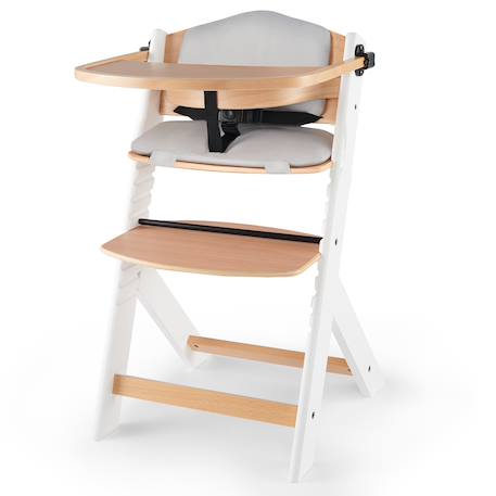 Chaise Haute Évolutive ENOCK 3 en 1 avec Coussin Inclus, Assise Réglable et Bois de Hêtre Massif Stable Blanc+Gris+Noir 1 - vertbaudet enfant 