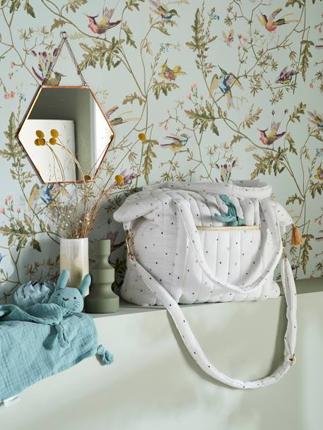 Sac à langer en gaze de coton Plume blanc imprimé+Hygge+ivoire imprimé+ivoire végétal+vanille 15 - vertbaudet enfant 