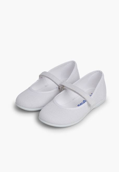 Chaussures babies en lin à scratch fin pour filles Blanc+Bleu de france+Bleu marine+Sable 4 - vertbaudet enfant 