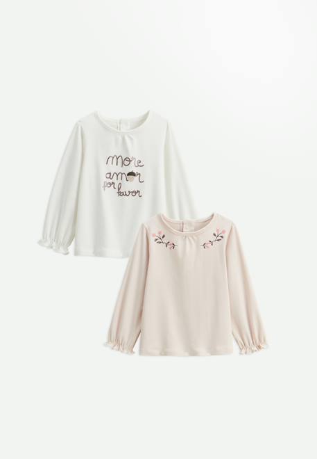 Lot de 2 t-shirts bébé manches longues sora Ecru 1 - vertbaudet enfant 