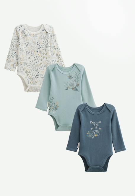 Lot de 3 bodies bébé manches longues cacahuète Bleu 1 - vertbaudet enfant 