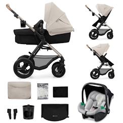 Puériculture-Poussette-Poussette duo et trio-Poussette 3 en 1 Kinderkraft MOOV 2 AIR avec Siège 2 en 1 Transformable, Roues Gonflables et MINK PRO i-Size Inclus