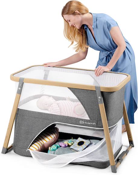 Lit Bébé 4 en 1 SOFI avec Fonction Berceau, Matelas Inclus, Pliage en 5 Secondes et Sac de Transport Gris 2 - vertbaudet enfant 