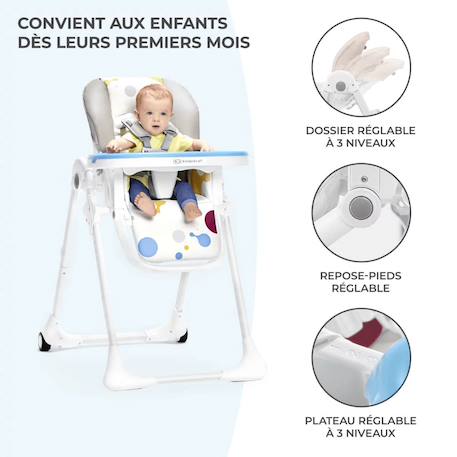 Chaise haute de luxe  Yummi bebe enfant, réglable, plateau amovible Multicolore+Rose 7 - vertbaudet enfant 