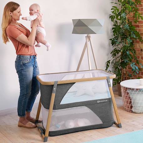 Lit Bébé 4 en 1 SOFI avec Fonction Berceau, Matelas Inclus, Pliage en 5 Secondes et Sac de Transport Gris 4 - vertbaudet enfant 