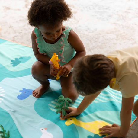 Serviette de plage 2 en 1 jeu d'équilibre (180 x 180 cm) Bleu, orange, blanc+Multicolore+Vert d'eau, bleu, blanc+Violet, blanc, jaune 18 - vertbaudet enfant 