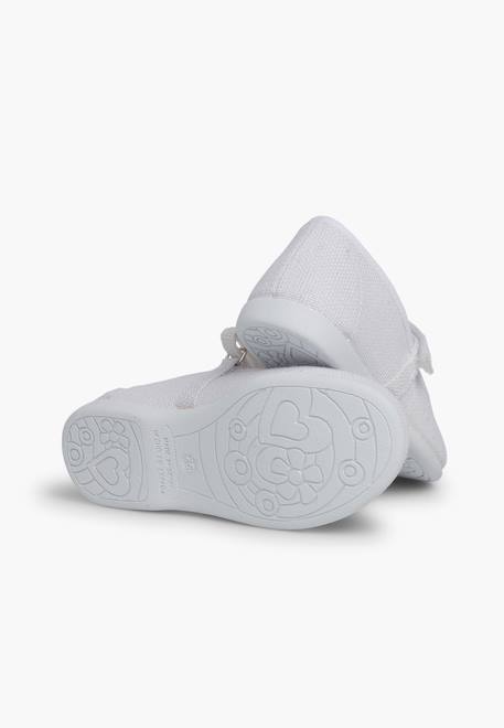 Chaussures babies en lin à scratch fin pour filles Blanc+Bleu de france+Bleu marine+Sable 3 - vertbaudet enfant 