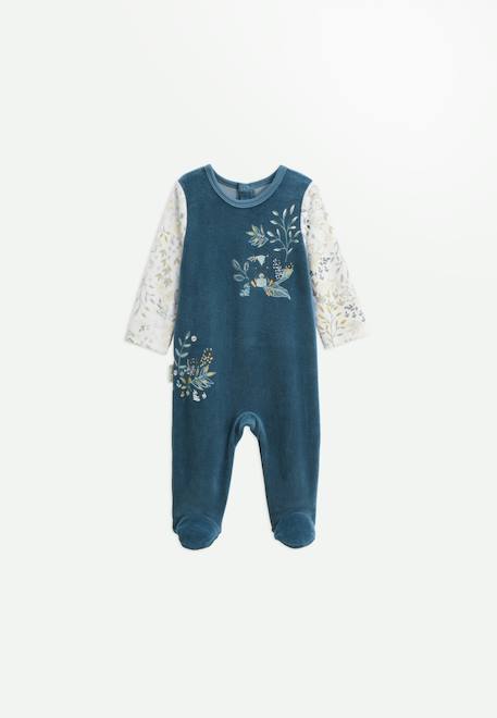 Pyjama bébé en velours cacahuète Bleu 1 - vertbaudet enfant 