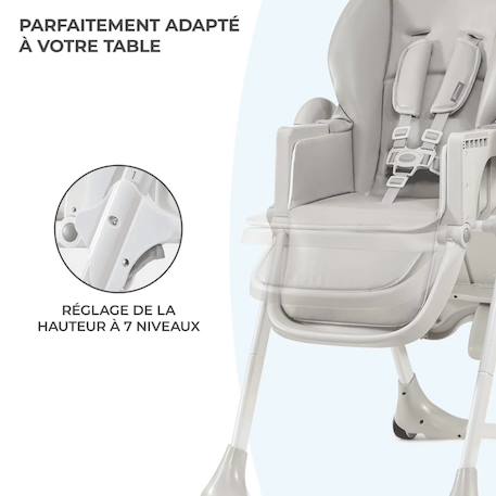 Chaise haute de luxe  Yummi bebe enfant, réglable, plateau amovible Gris+Multicolore+Rose 5 - vertbaudet enfant 