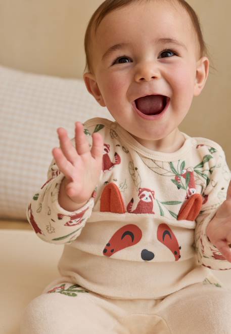 Pyjama bébé en velours gustin Beige 1 - vertbaudet enfant 