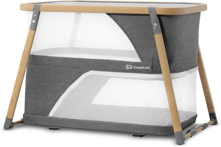 Lit Bébé 4 en 1 SOFI avec Fonction Berceau, Matelas Inclus, Pliage en 5 Secondes et Sac de Transport Gris 1 - vertbaudet enfant 