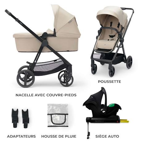 Poussette 4en1 newly dès la naissance Beige+Gris+Noir 2 - vertbaudet enfant 