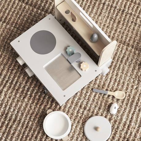 Mini cuisine enfant en bois bistro Gris, blanc, bleu 4 - vertbaudet enfant 