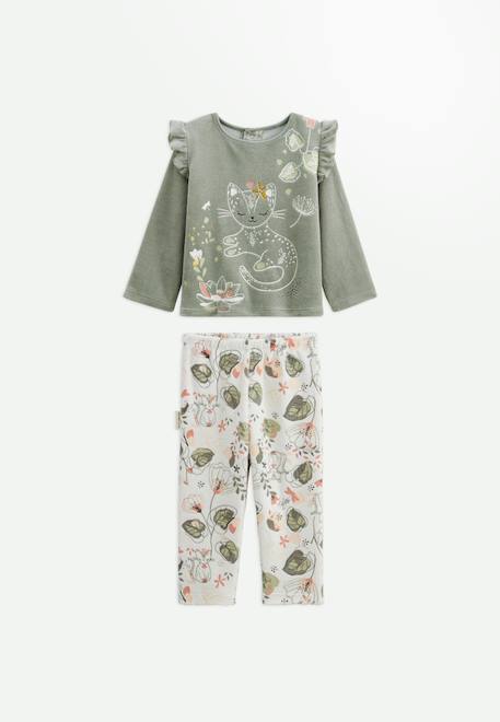 Pyjama enfant 2 pièces en velours lily Kaki 1 - vertbaudet enfant 