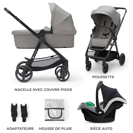 Poussette trio newly dès la naissance Beige+Gris+Noir 8 - vertbaudet enfant 