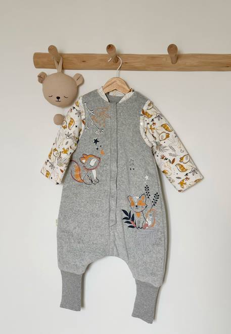 Turbulette d'hiver en velours avec pieds retroussables et manches amovibles petit loup Gris 1 - vertbaudet enfant 