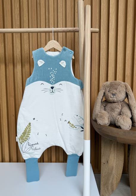 Turbulette d'hiver en velours avec pieds retroussables oscar Bleu 1 - vertbaudet enfant 
