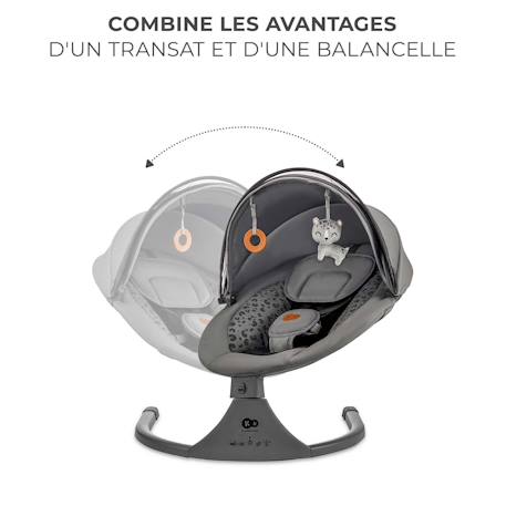 Balançoire transat bébé électrique 2en1 LUMI 2 - avec musique Gris foncé 4 - vertbaudet enfant 
