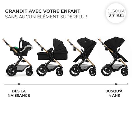 Poussette 3 en 1 Kinderkraft MOOV 2 XL avec Siège 2 en 1 Convertible, Nacelle XL, Roues Gonflables et MINK PRO i-Size Gris+Noir 10 - vertbaudet enfant 