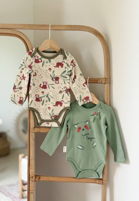 Lot de 2 bodies bébé manches longues gustin Kaki 1 - vertbaudet enfant 