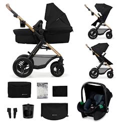 Puériculture-Poussette-Poussette duo et trio-Poussette 3 en 1 Kinderkraft MOOV 2 AIR avec Siège 2 en 1 Transformable, Roues Gonflables et MINK PRO i-Size Inclus