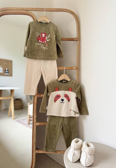 Lot de 2 pyjamas enfant 2 pièces en velours gustin Kaki 1 - vertbaudet enfant 