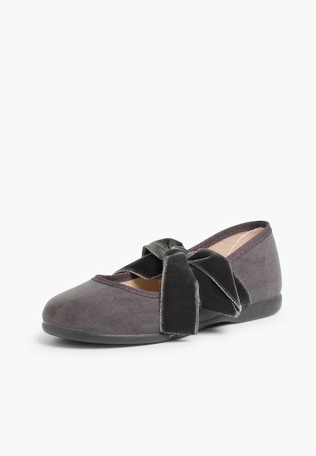 Babies avec ruban en velours pour filles Bleu marine+Gris 8 - vertbaudet enfant 