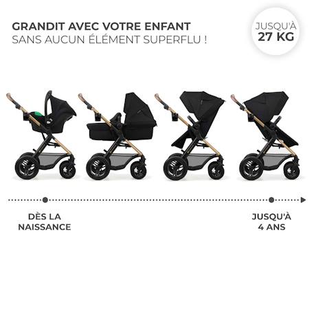 Poussette 3 en 1 Kinderkraft MOOV 2 AIR avec Siège 2 en 1 Transformable, Roues Gonflables et MINK PRO i-Size Inclus Beige+Gris+Gris anthracite+Noir 22 - vertbaudet enfant 
