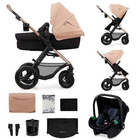 Poussette 3 en 1 Kinderkraft MOOV 2 AIR avec Siège 2 en 1 Transformable, Roues Gonflables et MINK PRO i-Size Inclus Beige+Gris+Gris anthracite+Noir 1 - vertbaudet enfant 