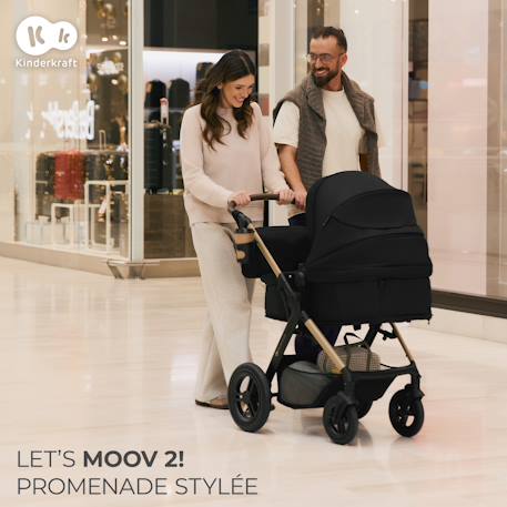 Poussette 3 en 1 Kinderkraft MOOV 2 XL avec Siège 2 en 1 Convertible, Nacelle XL, Roues Gonflables et MINK PRO i-Size Gris+Noir 8 - vertbaudet enfant 