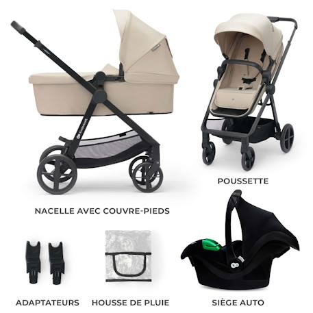 Poussette trio newly dès la naissance Beige+Gris+Noir 2 - vertbaudet enfant 