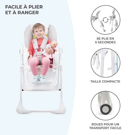 Chaise haute de luxe  Yummi bebe enfant, réglable, plateau amovible Multicolore+Rose 4 - vertbaudet enfant 