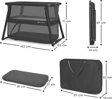 Lit Bébé 4 en 1 SOFI PLUS avec Fonction Berceau, Matelas Inclus, Pliage en 5 Secondes et Parc Évolutif Gris / gris 6 - vertbaudet enfant 