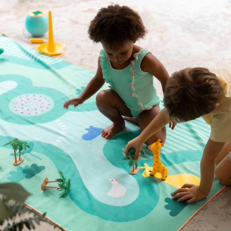 Serviette de plage 2 en 1 jeu d'équilibre (180 x 180 cm) Bleu, orange, blanc+Multicolore+Vert d'eau, bleu, blanc+Violet, blanc, jaune 16 - vertbaudet enfant 