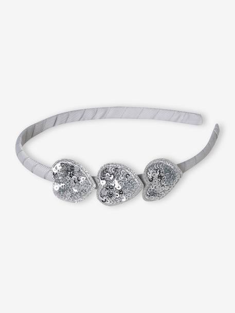 Serre-tête coeurs à sequins fille argent 2 - vertbaudet enfant 