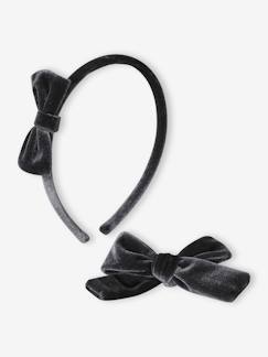 -Ensemble serre-tête et barrette fille en velours