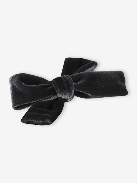 Ensemble serre-tête et barrette fille en velours anthracite+rouge 4 - vertbaudet enfant 