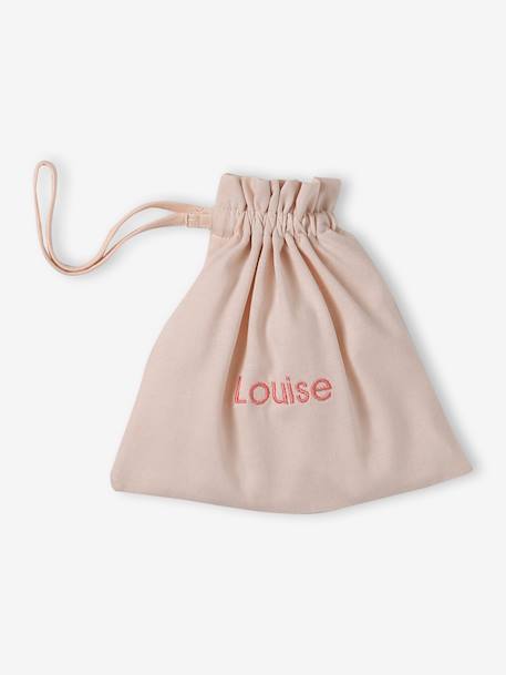 Kit naissance bonnet, moufles et chaussons et son pochon personnalisable beige chiné+écru+rose 19 - vertbaudet enfant 