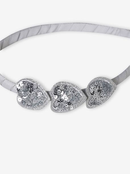 Serre-tête coeurs à sequins fille argent 3 - vertbaudet enfant 