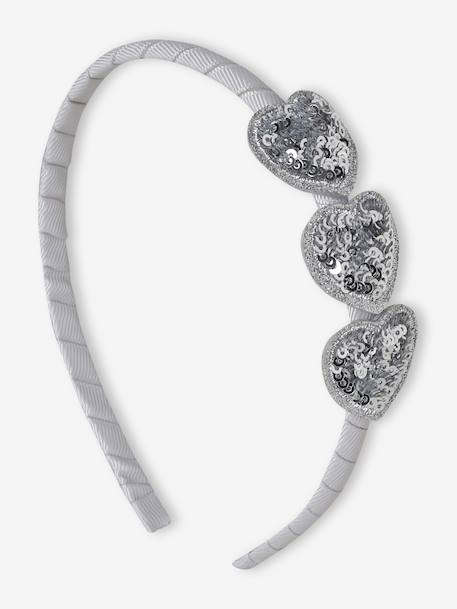 Serre-tête coeurs à sequins fille argent 1 - vertbaudet enfant 