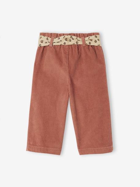 Pantalon bébé en velours côtelé avec ceinture 'léopard' à nouer terracotta 4 - vertbaudet enfant 