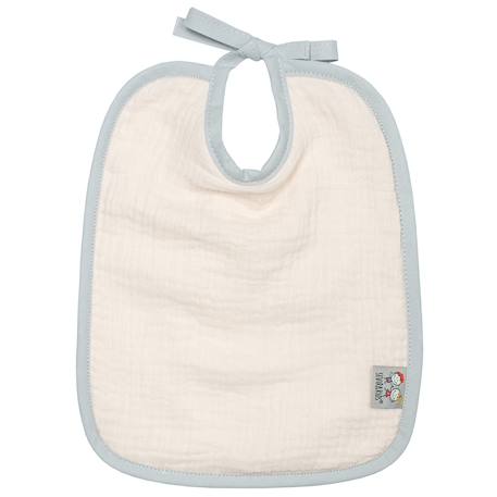 Bavoir à nouer en gaze de coton Jeanne Made in France Beige+Blanc+Bleu+Camel+Écru+Rose+Terracotta+Vert de gris 1 - vertbaudet enfant 