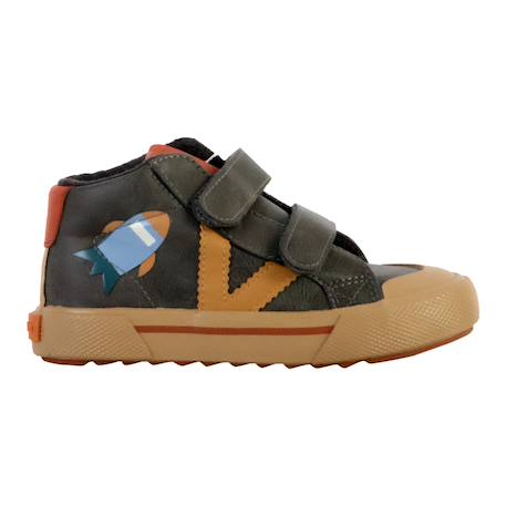 Baskets montantes  à scratch Anthracite+Vert foncé 1 - vertbaudet enfant 